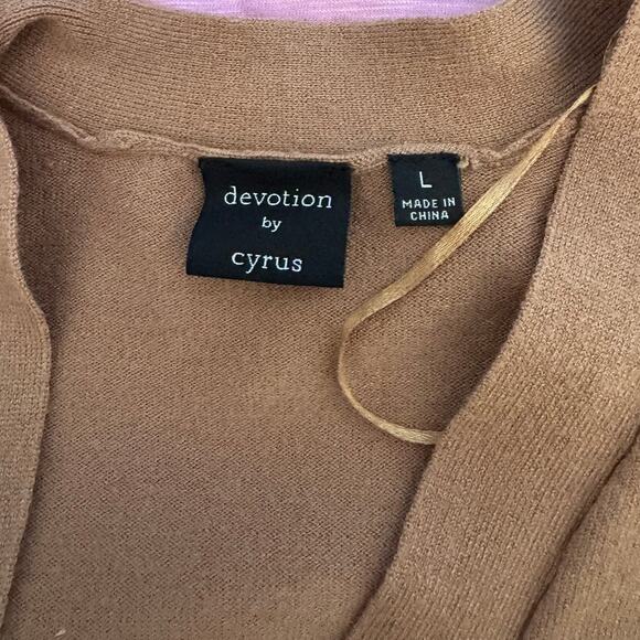 Devotion by Cyrun Open Front Large Brown Rayon Polyester Nylon Sweater - Picture 3 of 9